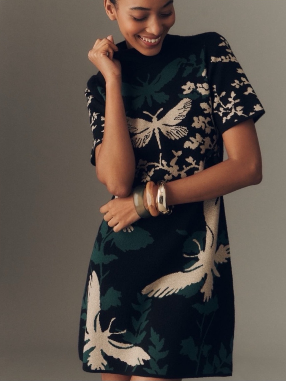Anthropologie Nina Butterfly Mockneck Sweater Dress
